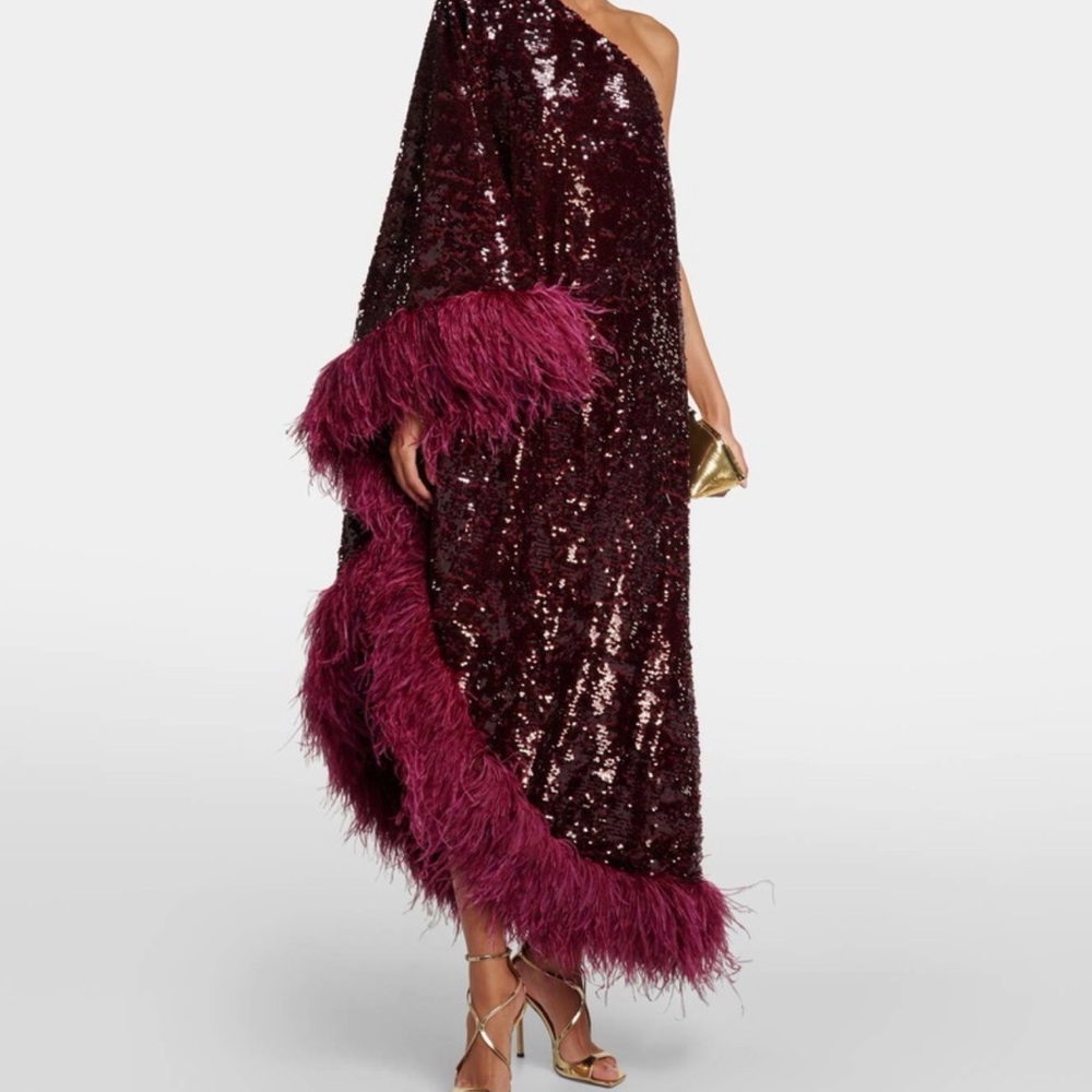 Roland Mouret Burgundy Sequin One-Shoulder Dress